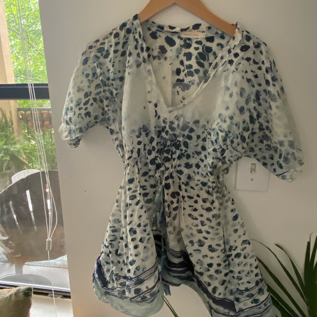 Johnny Was Peplum Tunic Blue Cheetah